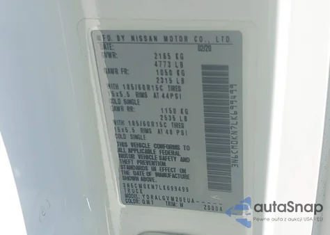 2020 Nissan Nv200 Cargo Sv Xtronic Cvt from USA, damaged, VIN 3N6CM0KN7LK699499